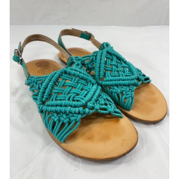 Latigo Ophelia Teal Macrame Flat Sandals Women's Size 7M - Picture 1 of 10